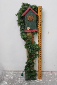 Christmas Birdhouse Yard Decoration With Garland and Lights 36H