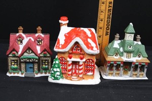 Village Square Mervyns 1997 Ceramic Christmas Village Buildings (Lot of 3)