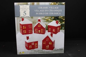 5-Piece Ceramic Village Set With Timer