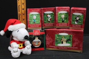 Hallmark Peanuts Christmas Ornaments & Snoopy Plush Mixed Lot