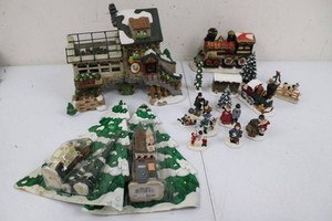 Christmas Village Buildings, Train & Figures Mixed Lot