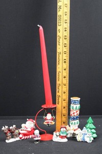 Christmas Figurines & Holiday Candle Holders Mixed Lot