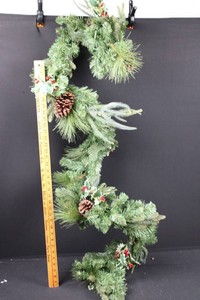 Artificial Evergreen Christmas Garland With Holly, Berries & Pinecones (over 6 long)