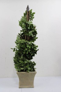 Faux Leafy Topiary Plant in Decorative Planter 31H