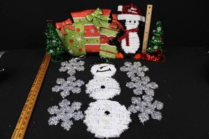 Christmas Decorations Mixed Lot - Snowmen, Trees, Gifts & Snowflakes