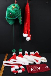 Christmas Hats & Holiday Decor Mixed Lot - Group of 10