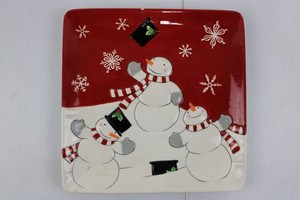 St. Nicholas Square Tree Lot Snowman Holiday Serving Plate 11L