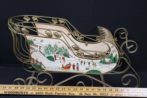 Decorative Metal Sleigh With Hand-Painted Winter Scene