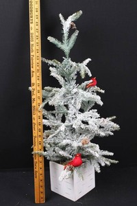 Flocked Tabletop Christmas Tree With Cardinals - 30 H