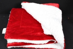 Red & White Reversible Plush Throw Blanket - 56 X 44 in