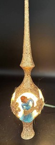 Vintage 11 Lighted Christmas Tree Topper With Blue Figure