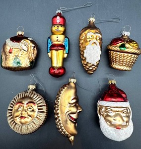 Christmas Glass Ornament Mixed Lot - 7 Assorted Designs - Germany