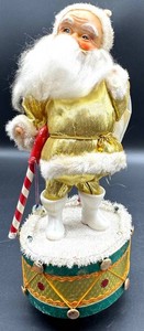 Vintage Santa Claus Holiday Decoration on Drum Base - 13 in