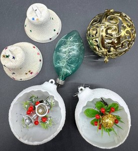 Vintage Christmas Ornament Mixed Lot - 6pc Bells, Floral & Filigree Ornaments