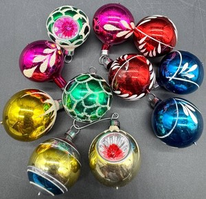 Vintage Shiny Brite & Assorted Glass Christmas Ornaments (Lot of 11)