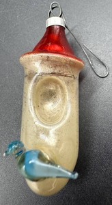 Vintage Hand Blown Glass Bird Christmas Ornament - 2 in