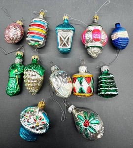 Vintage Glass Christmas Ornament Assortment - 12 Pieces including West Germany