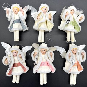 Vintage Angel Christmas Ornaments 5 in. (Lot of 6)