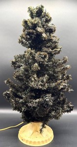 Vintage 24-Inch Black Tinsel Lighted Christmas Tree With Decorative Base