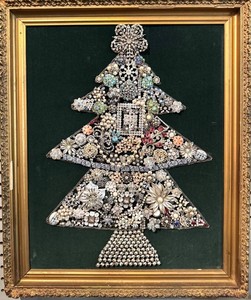 Framed Costume Jewelry Christmas Tree Wall Art - 23 X 19 in