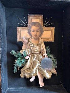 Antique Religious Devotional Shadow Box Display - 22 X 5 X 30 in