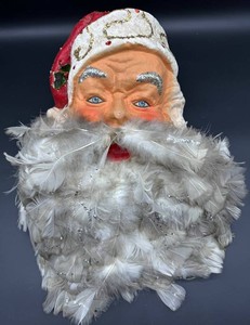 Vintage Santa Claus Feather Beard Wall Decoration