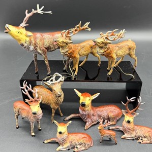 Vintage Antique Metal Deer Figurine Group - 5 in