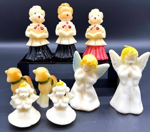 Vintage Assorted Wax Angel, Cherub, Choir Girl & Lamb Candles (Lot of 9)