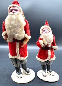 Vintage Antique Santa Claus Figurines With Sacks - Pair (Lot of 2)