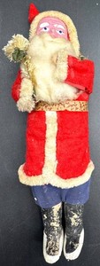 Vintage Antique Santa Holiday Figure With Painted Face - 8 in