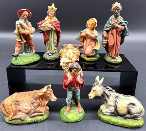 Hand-Painted Nativity Figures - 8-Piece 4-Inch Mixed Lot