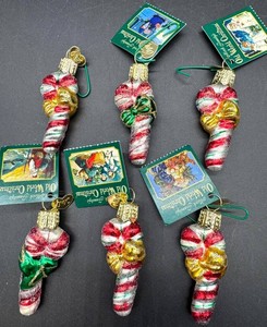 Old World Christmas Candy Cane Ornaments (Lot of 6)