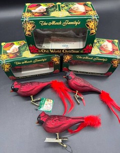 The Merck Familys Old World Christmas Cardinal Clip on Ornaments (Lot of 3)