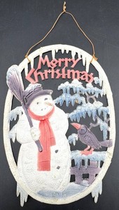 Vintage Molded Paper Snowman Christmas Ornament - Germany