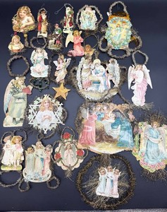Antique Victorian Die-Cut Christmas Ornament Collection - Angels, Santa & Religious Scenes