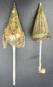 Vintage Christmas Tree Picks With Metallic Trim 9in (Lot of 2)