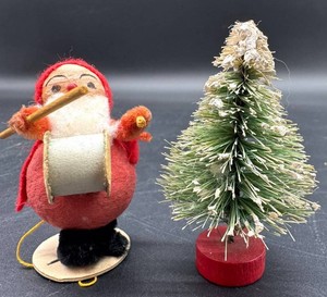 Vintage Santa Drummer & Bottle-Brush Christmas Tree Mixed Lot - Japan