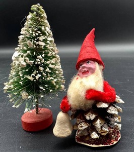 Vintage Antique 4 Christmas Tree & Santa Figurine Mixed Lot