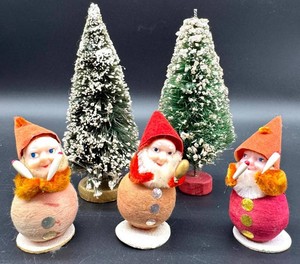 Vintage Japanese Christmas Elves & Bottle-Brush Trees Mixed Lot