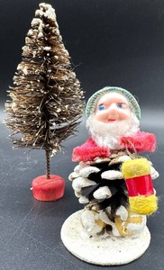 Vintage Christmas Santa - Japan & German Bottle Brush Tree Mixed Lot