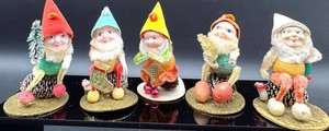 Vintage Japanese Christmas Elf Figurines (Lot of 5)