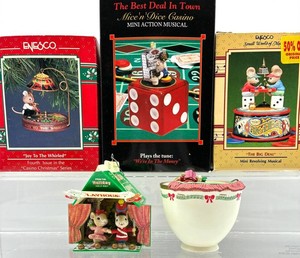 Enesco Holiday Musical Ornaments & Mouse Collectibles Mixed Lot
