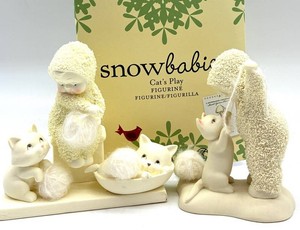 Department 56 Snowbabies Cats Play & Fur Balls (Lot of 2)