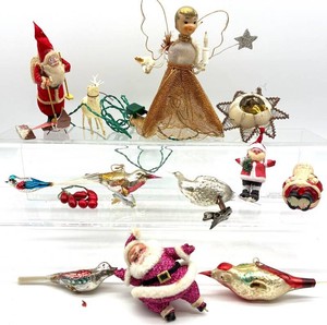 Vintage Christmas Ornaments & Figures Mixed Lot - 13pc for Parts