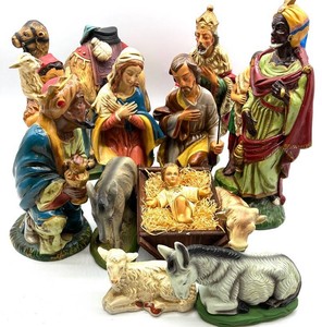 Nativity Scene Figurine Set With Manger, Wise Men & Animals