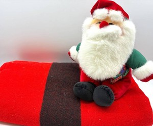 Vintage Hudson Bay Wool Point Blanket & Stuffed Santa Mixed Lot