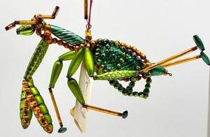 Christopher Radko Signed Praying Mantis Glass Ornament - Signed