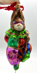 Christopher Radko Rabbit Jester Glass Christmas Ornament
