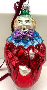 Christopher Radko Clown Glass Christmas Ornament