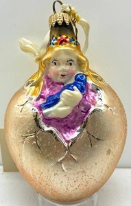 Christopher Radko Angel Holding Blue Bird Glass Christmas Ornament